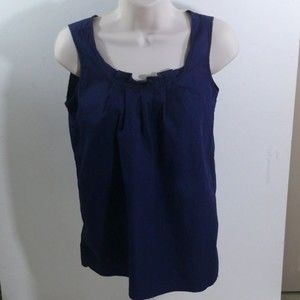 TALBOTS navy blue cotton sleeveless summer blouse stretch XS